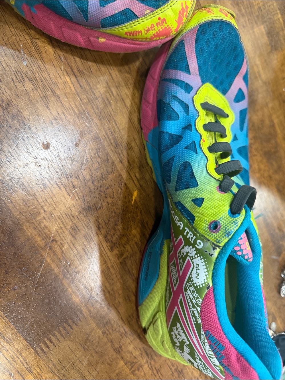 Asics Women's Multicolor Running Shoes - Teal, Neon Yellow & Pink - Picture 6 of 7